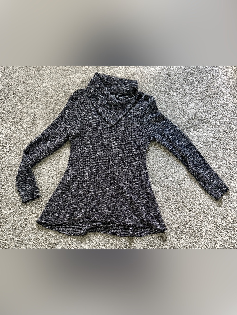 SNO SKINS Charcoal Gray Crinkled Velvet Long Sleeve Top Made in USA (M)